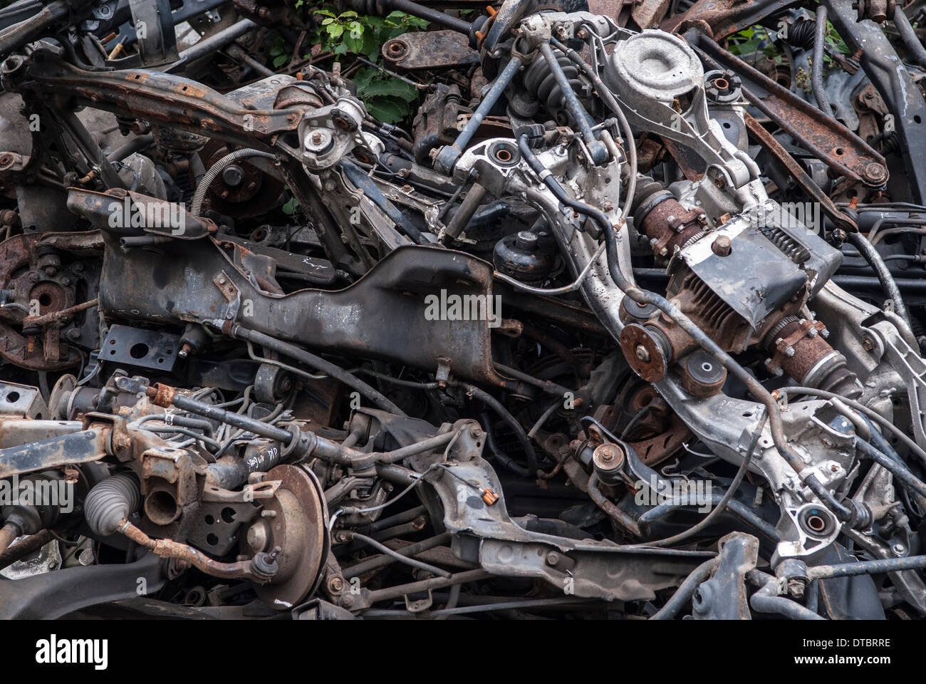 Crushed cars in scrap yard UK Stock Photo Alamy