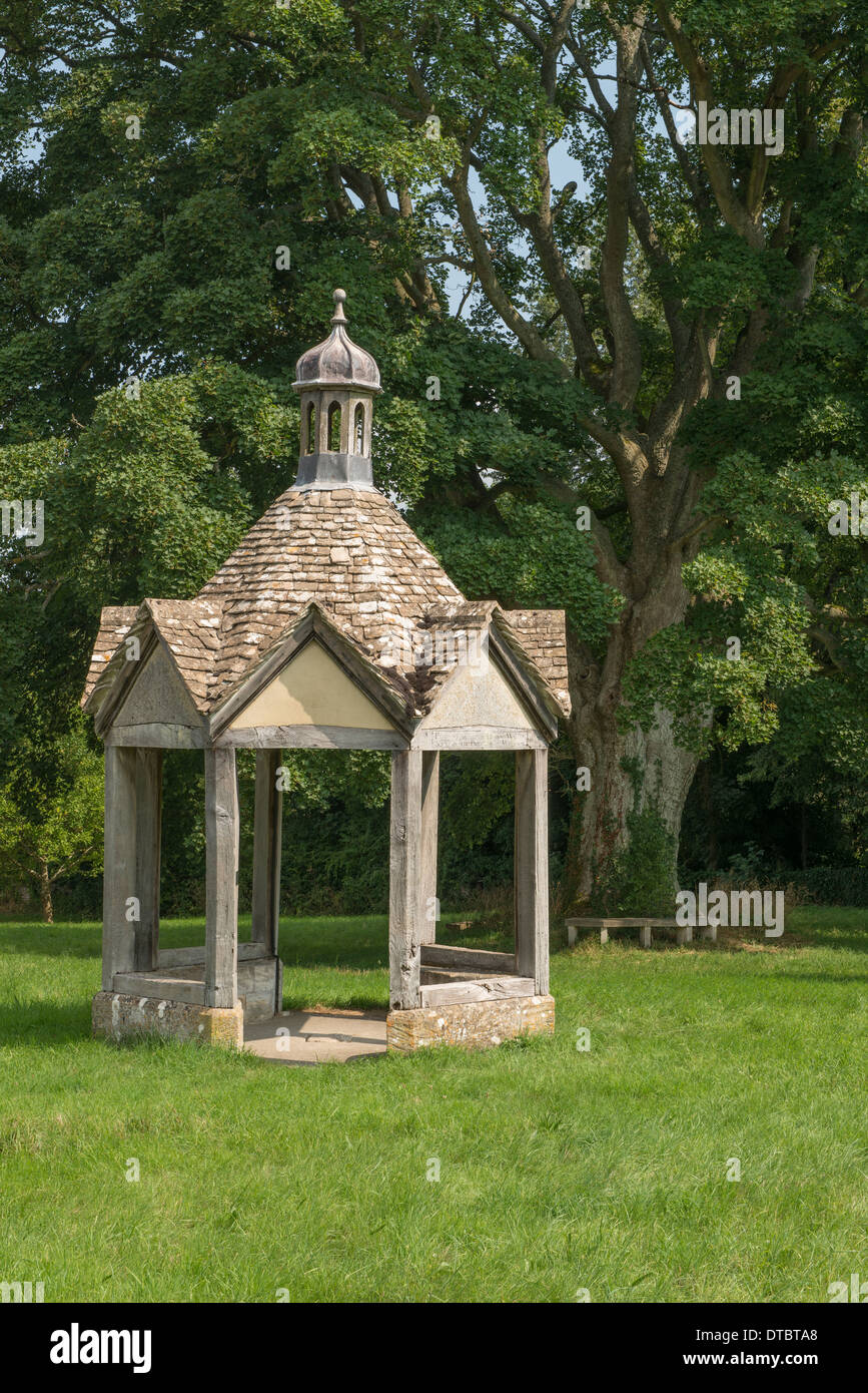 Pumphouse on the village green in Farmington in the Cotswolds