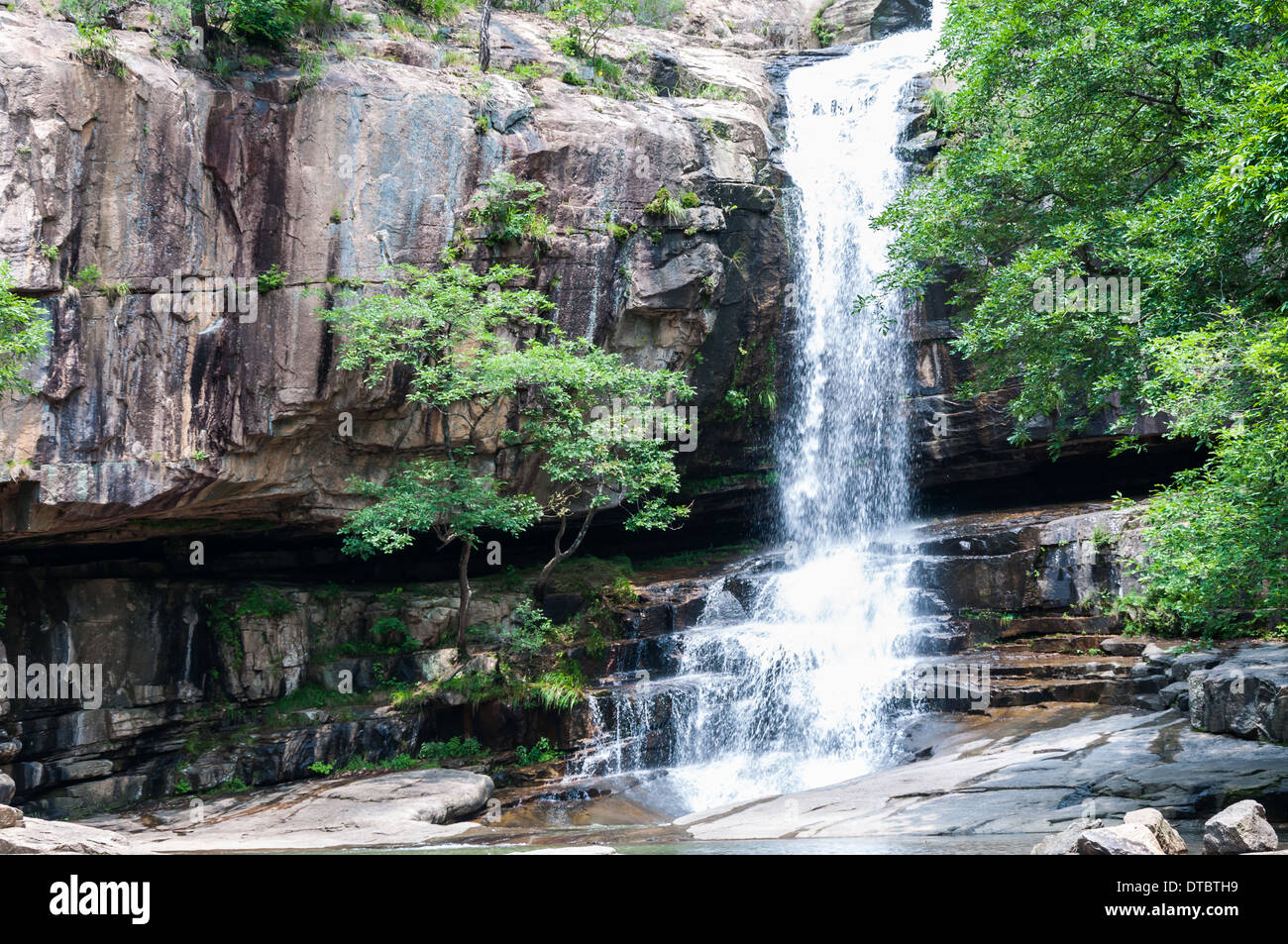 Waterfall in a jungle setting. Stock Photo