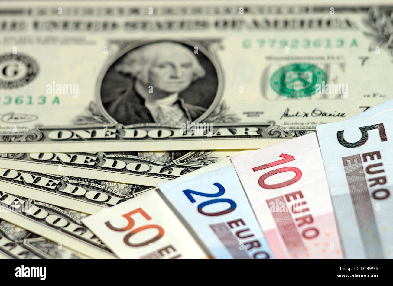Exchange rate euro dollar Stock Photo - Alamy