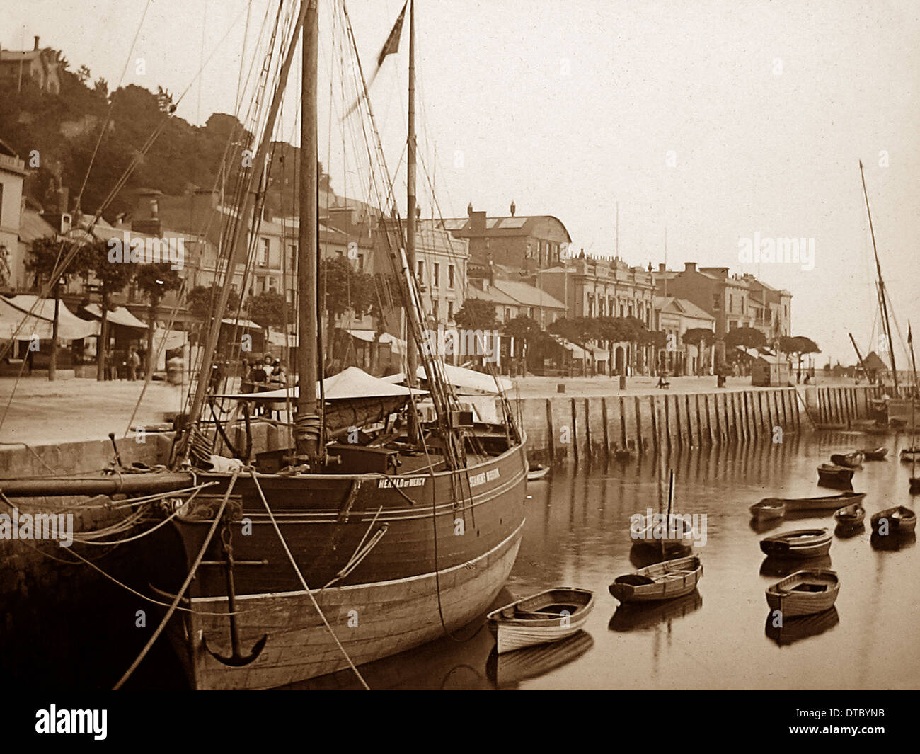 Torquay Harbour Victorian period Stock Photo Alamy