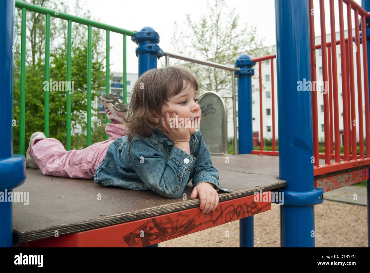 little girl alone Stock Photo