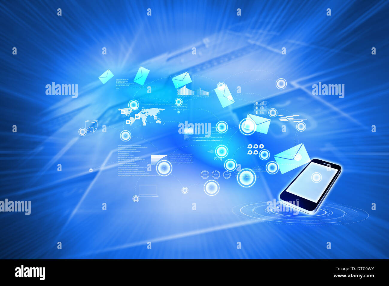 Composite image of email communication background Stock Photo
