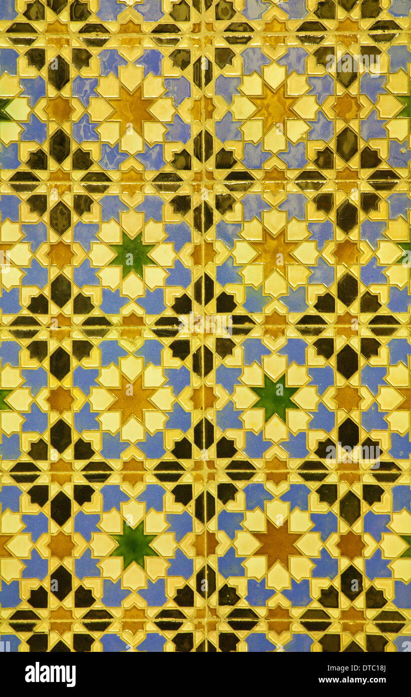 Spain - wall tiling in Mudejar style Stock Photo