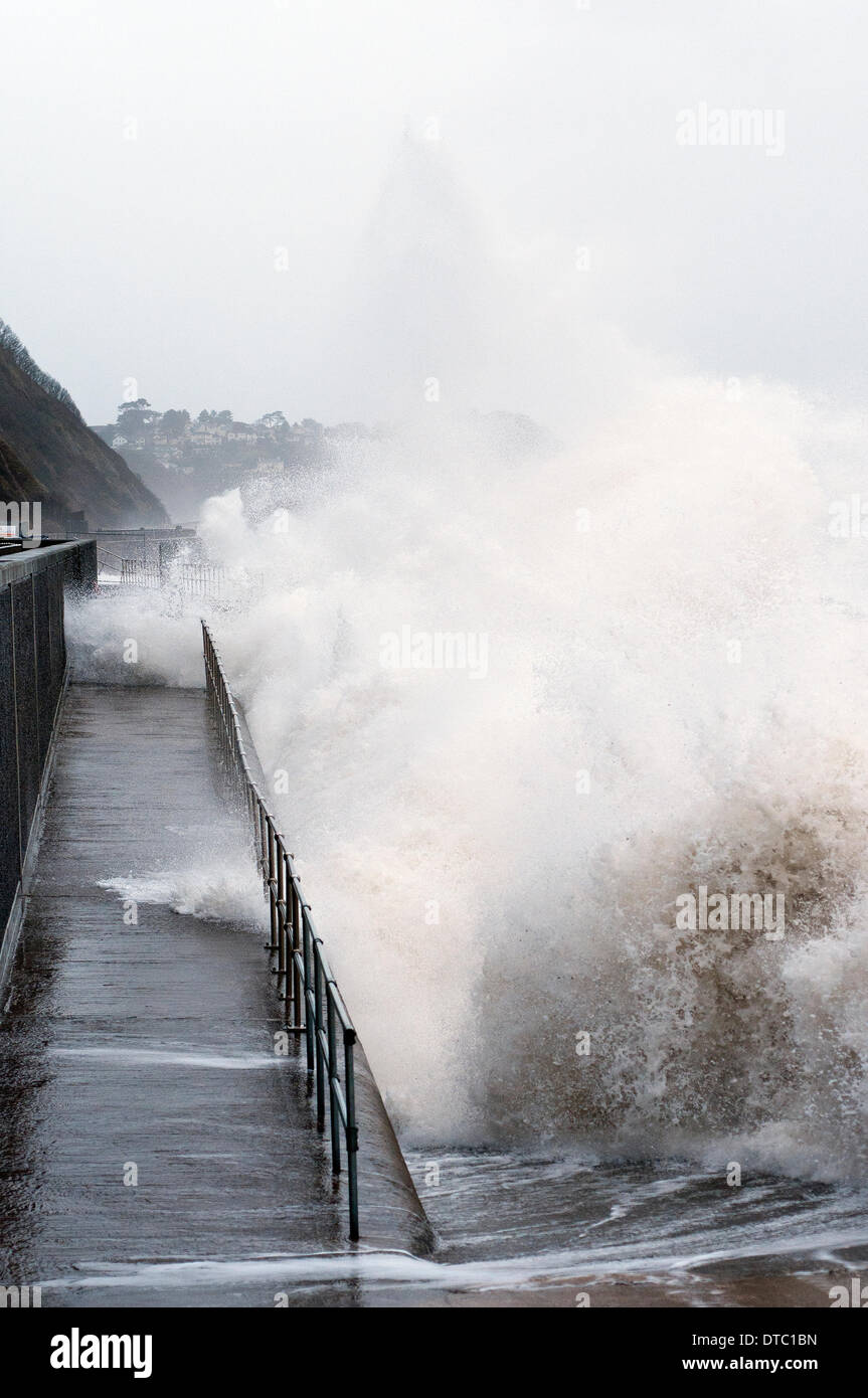Storm at Teignmouth,Devon,14-2-14 at 4pm,Britain battered by storms,Nature, Vertical, Outdoors, Low Angle View, UK, England, Pattern, Wind, Sky, Storm, Cloud, Day, Devon, High Up, Curve, Backgrounds, Scenics, Directly Below, Weather, Colour Image, Heaven, No People, Photography, Swirl, Teignmouth, Meteorology. Stock Photo