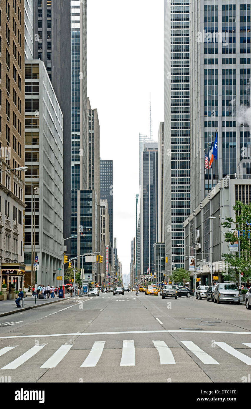 Empty urban street scene on Avenue of the Americas in New York City. Stock Photo