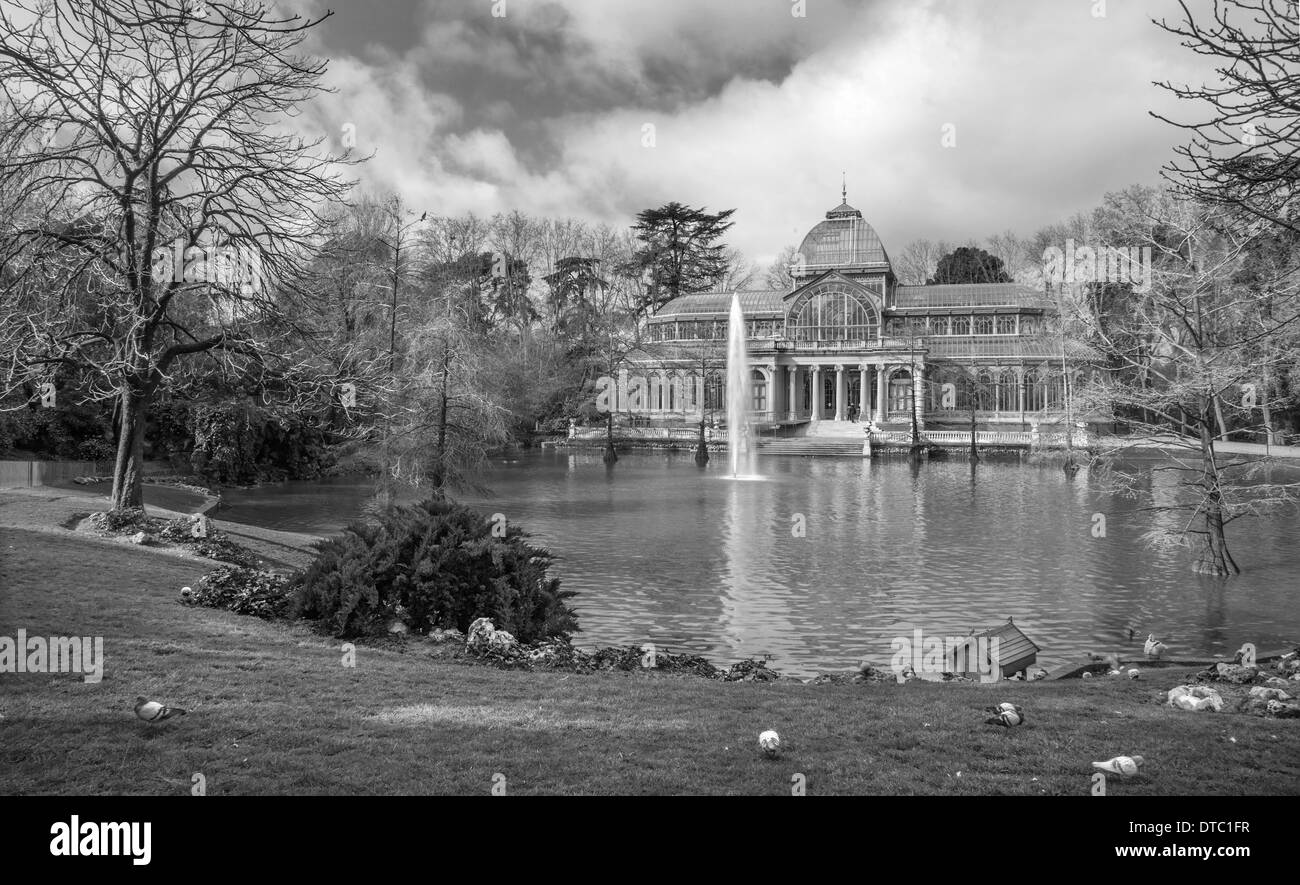 Madrid - Palacio de Cristal or Crystal Palace in Buen Retiro park Stock Photo