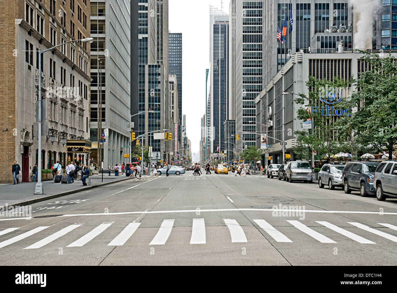 Empty urban street scene on Avenue of the Americas in New York City. Stock Photo