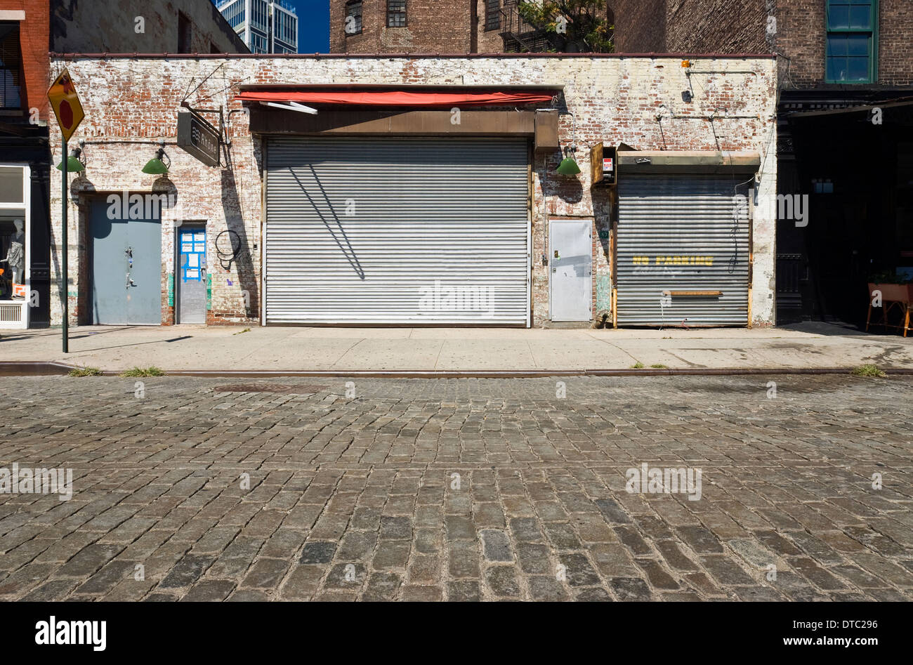 Empty urban street scene in the Meatpacking District, New York City. Stock Photo