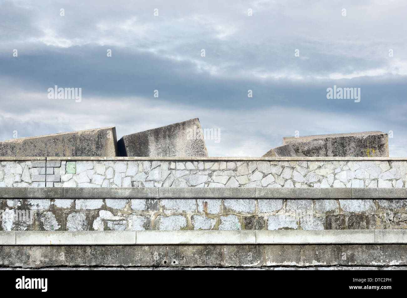 stone blocks in the dock to protect against the sea Stock Photo