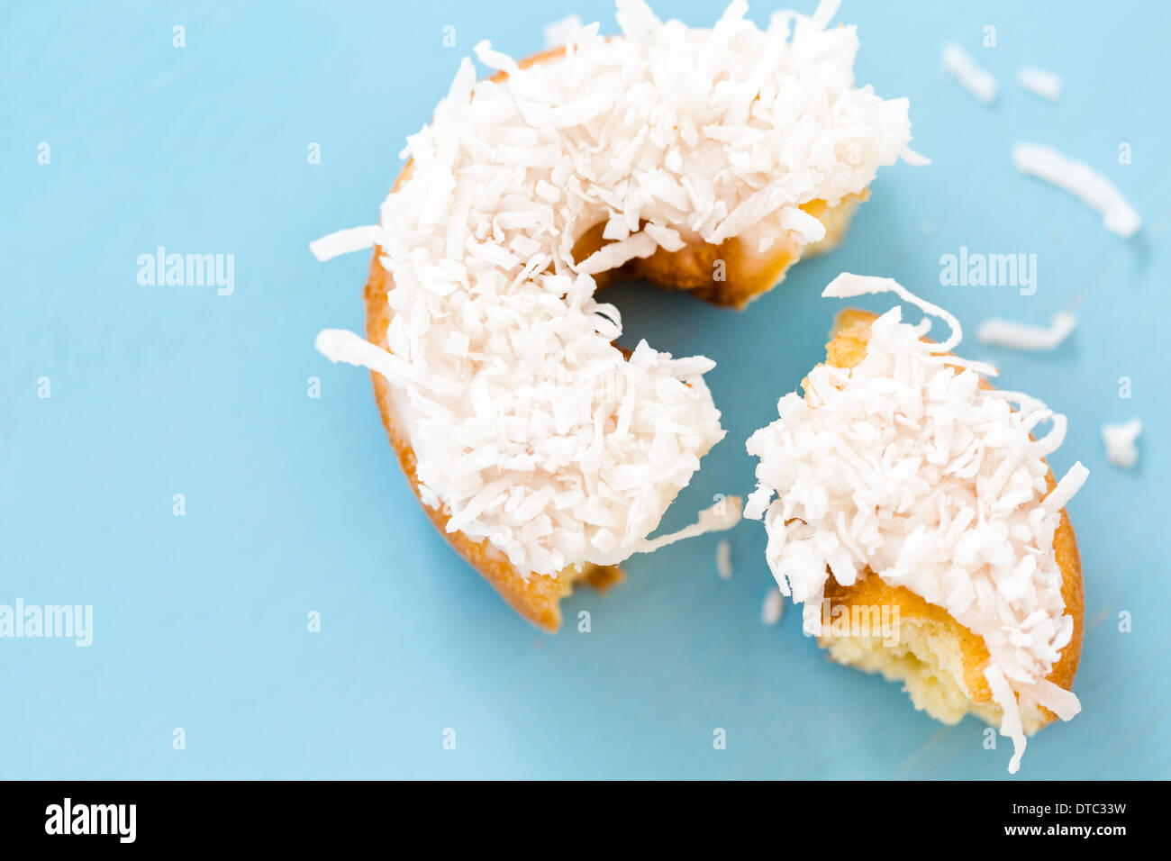 Fresh cake donuts with cocunut topping from the local bakery shop Stock