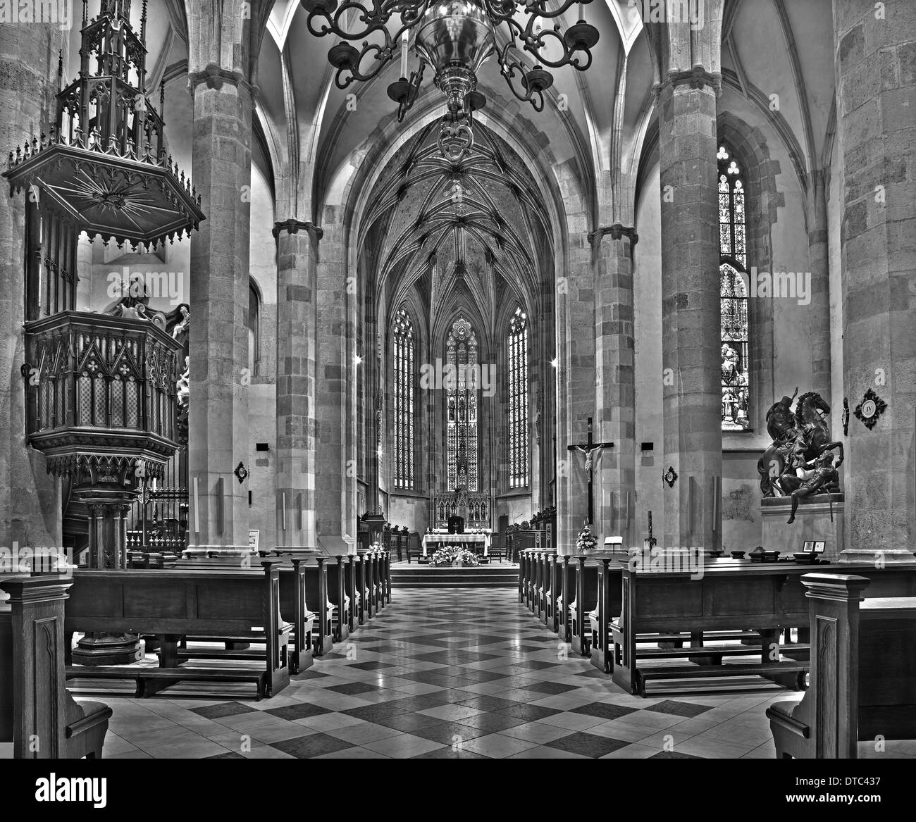 BRATISLAVA, SLOVAKIA - FEBRUARY 11, 2014: Main nave of st. Martin cathedral from 15. cent. Stock Photo