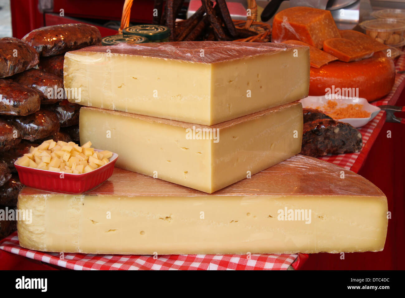 cheese on the farmer's market in Salzburg Stock Photo Alamy