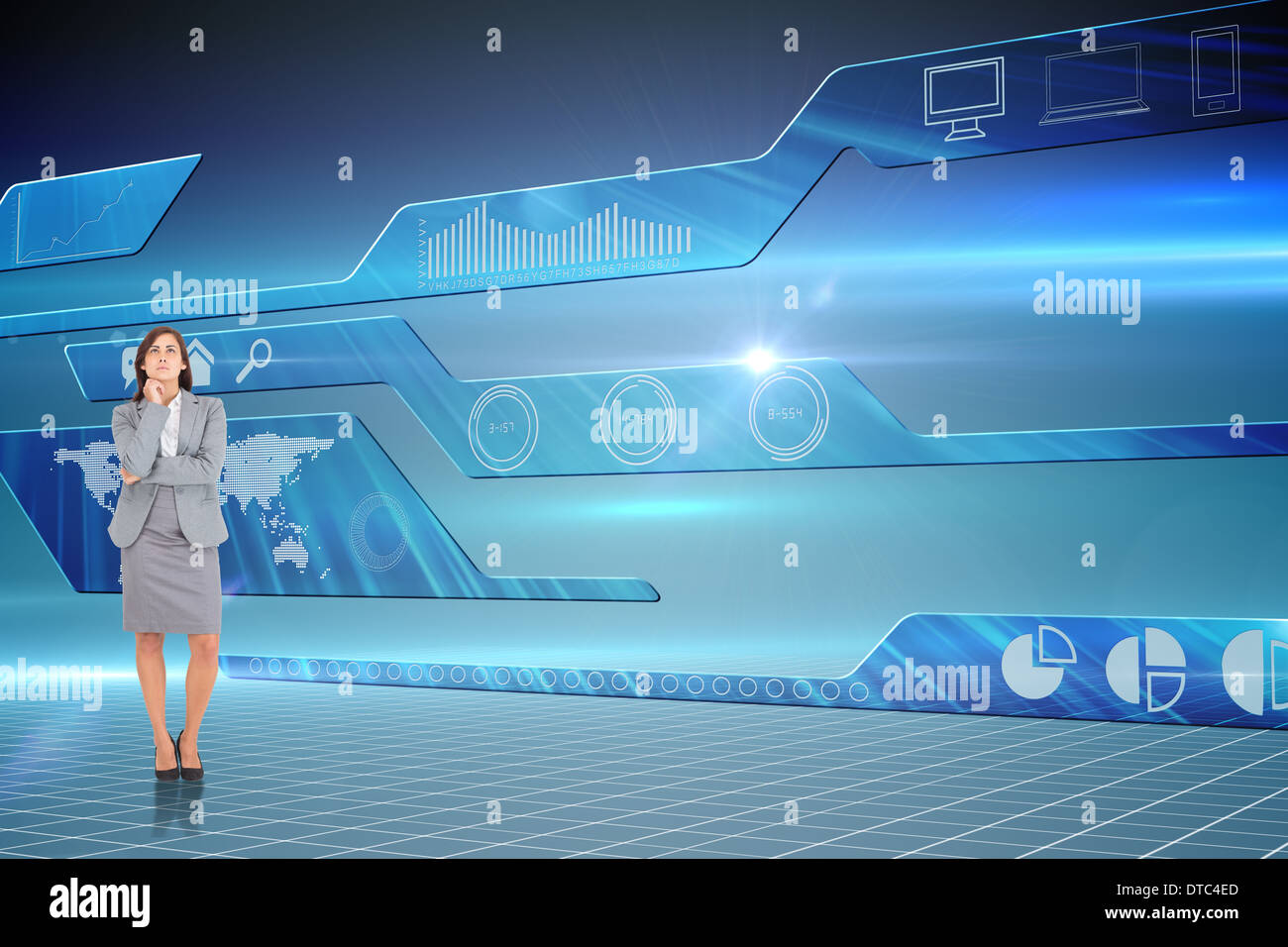 Composite image of focused businesswoman Stock Photo