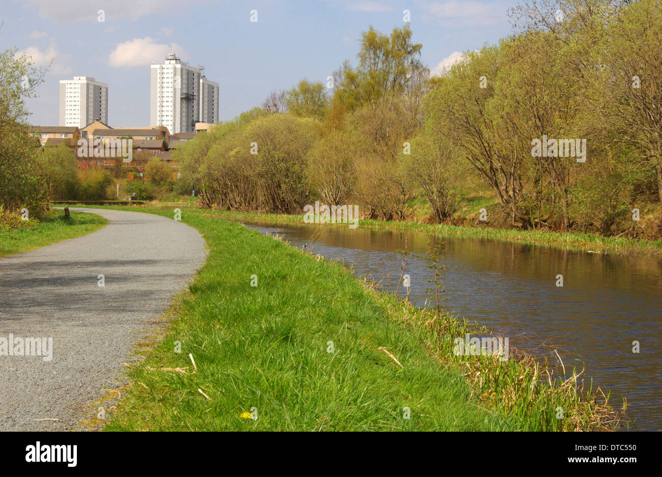The Forth and Clyde Canal at Maryhill in Glasgow, Scotland Stock Photo