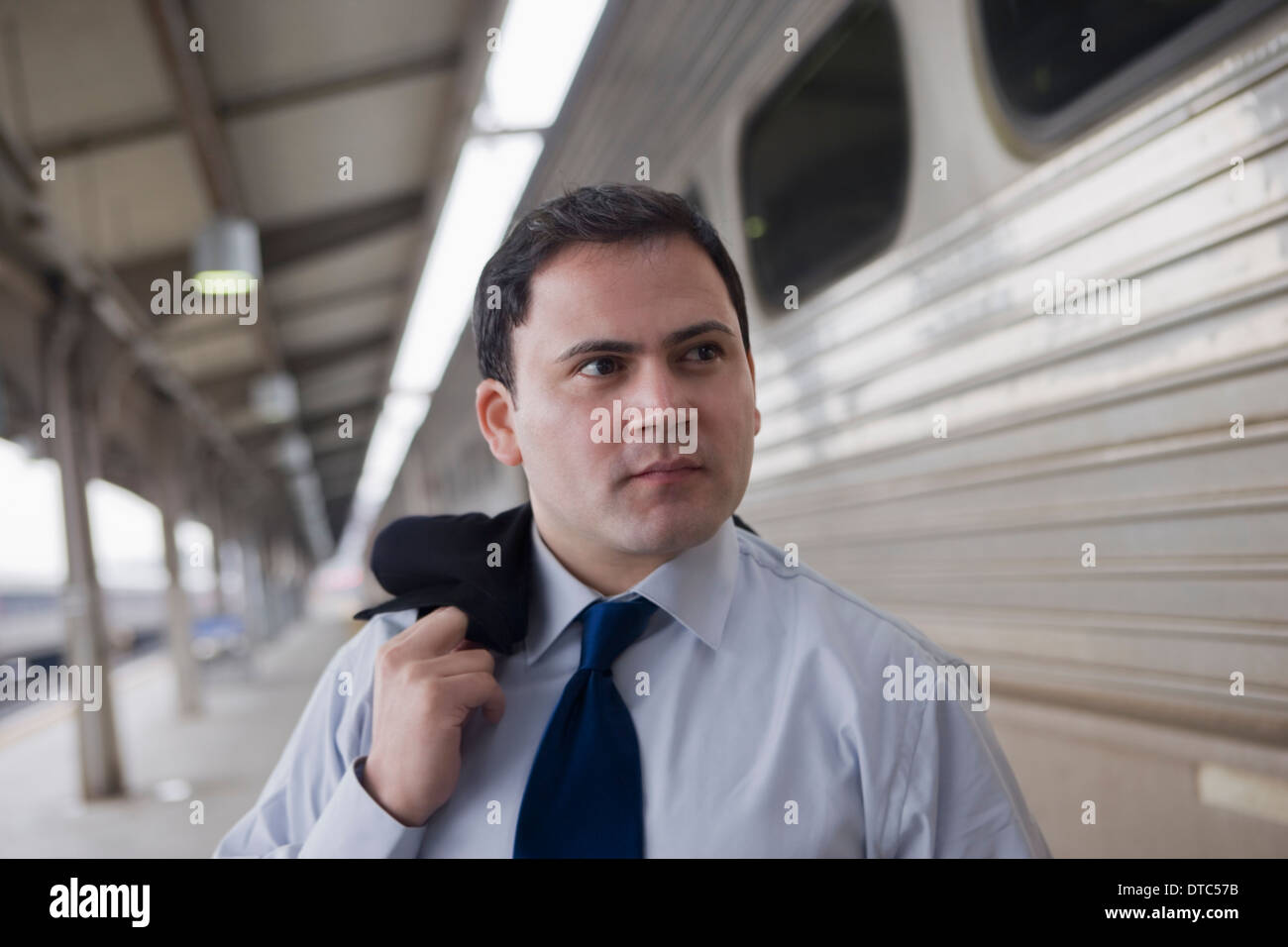 Businessman commuting to work Stock Photo