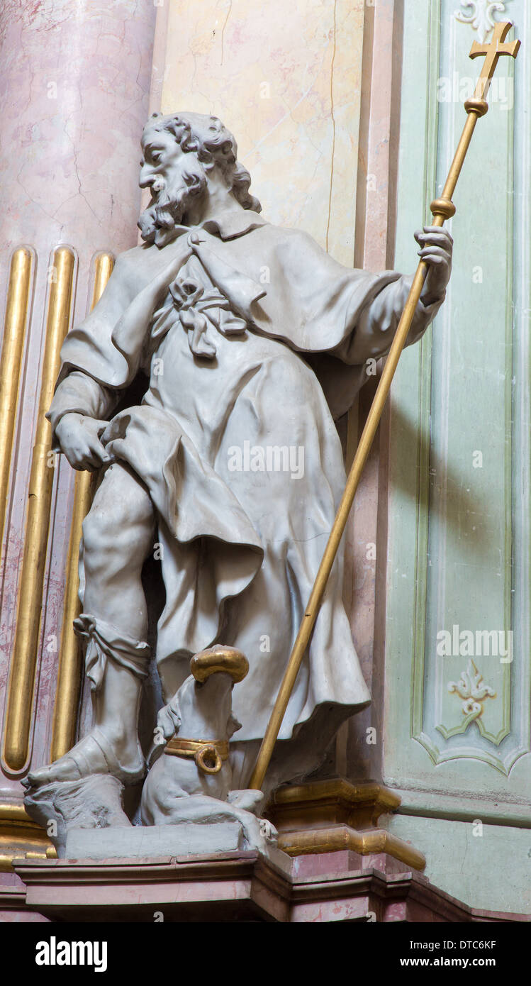 Jasov Baroque sculpture of Saint Jacob the apostle in nave of