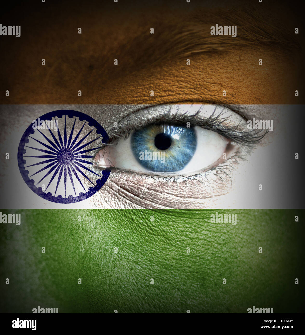 Human face painted with flag of India Stock Photo - Alamy