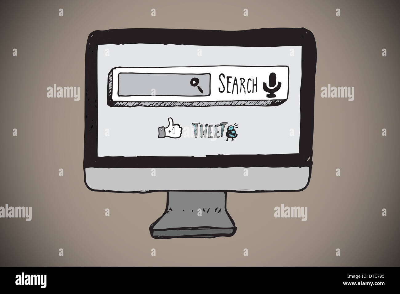 Composite image of internet doodles on computer screen Stock Photo