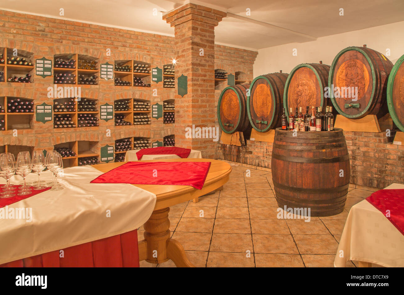 BRATISLAVA, SLOVAKIA JANUARY 30, 2014 Interior of wine cellar of