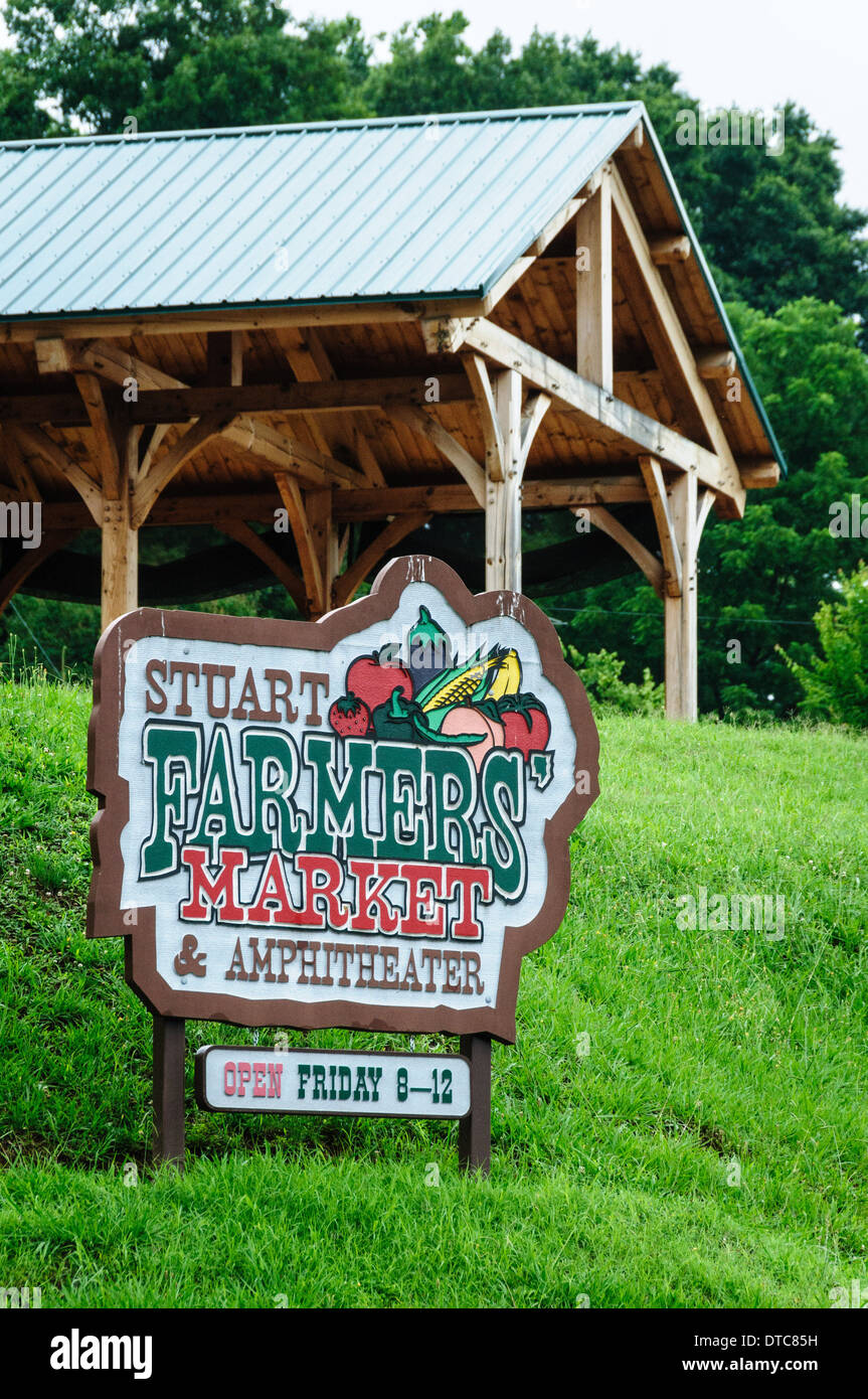 Stuart Farmers' Market Sign, Patrick Avenue, Stuart, Virginia Stock