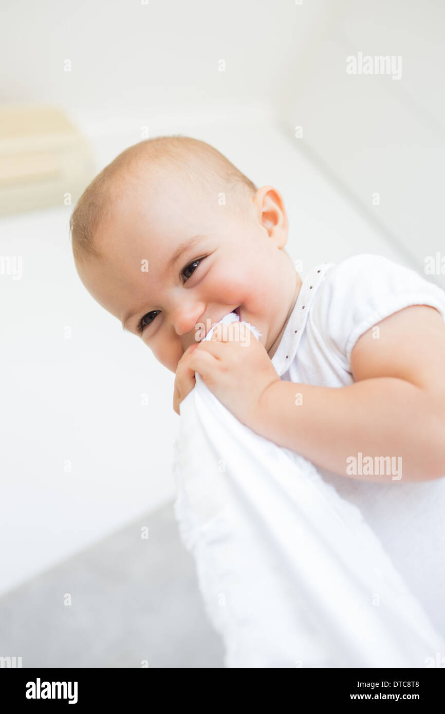 Closeup portrait of a cheerful cute baby Stock Photo