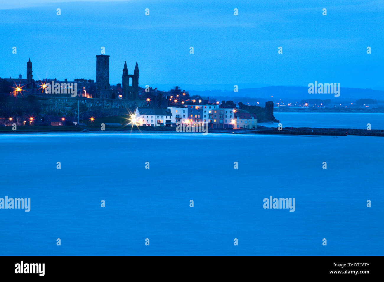 St Andrews at Dusk from the Fife Coastal Path Fife Scotland Stock Photo