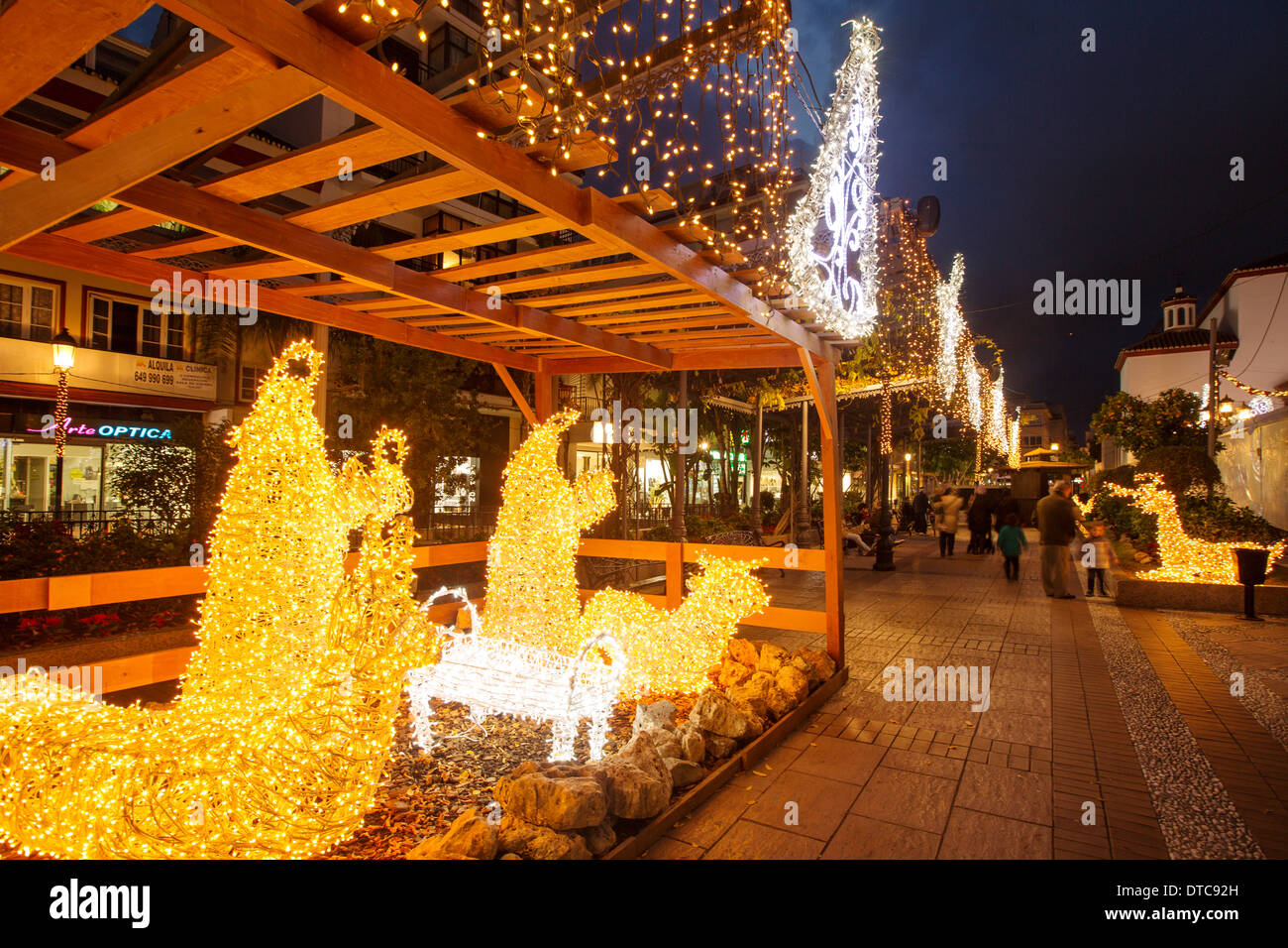 Lights and Christmas decoration Fuengirola Malaga Costa del Sol Andalusia Spain luces de navidad andalucia españa Stock Photo