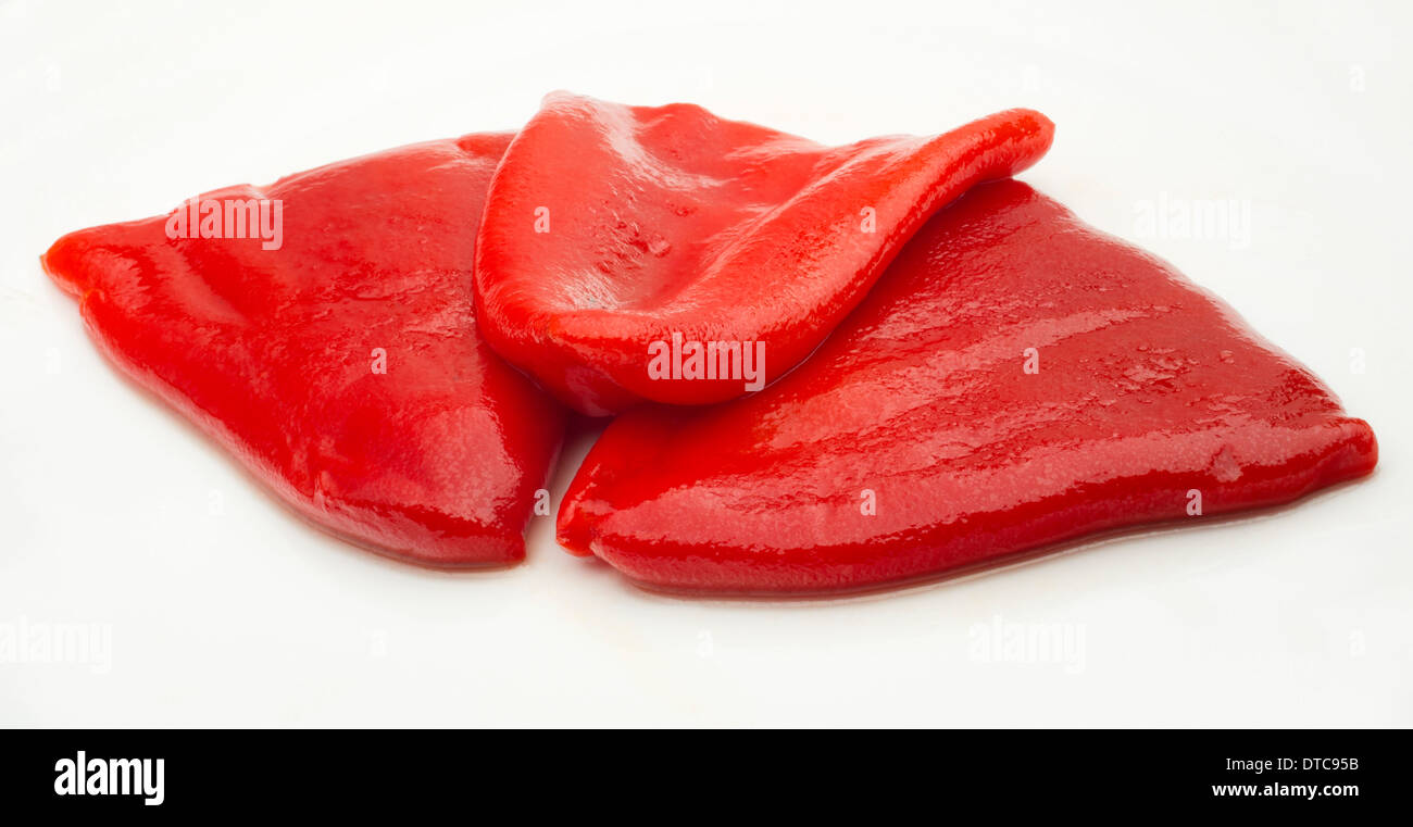 Roasted red peppers preserved food pimientos rojos asados en conserva Stock Photo