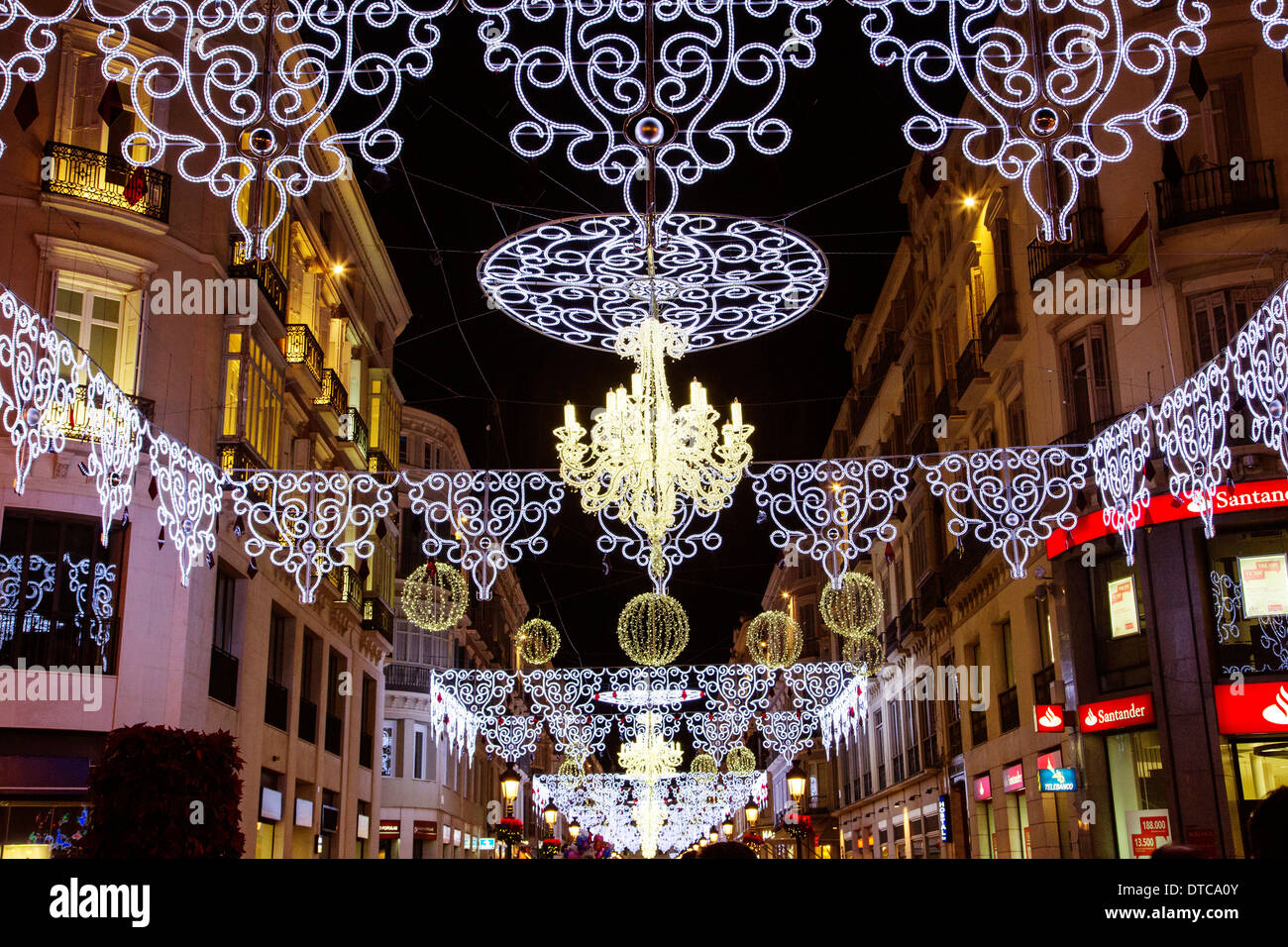 Lights and Christmas decoration Malaga Costa del Sol Andalusia Spain luces de navidad Stock Photo