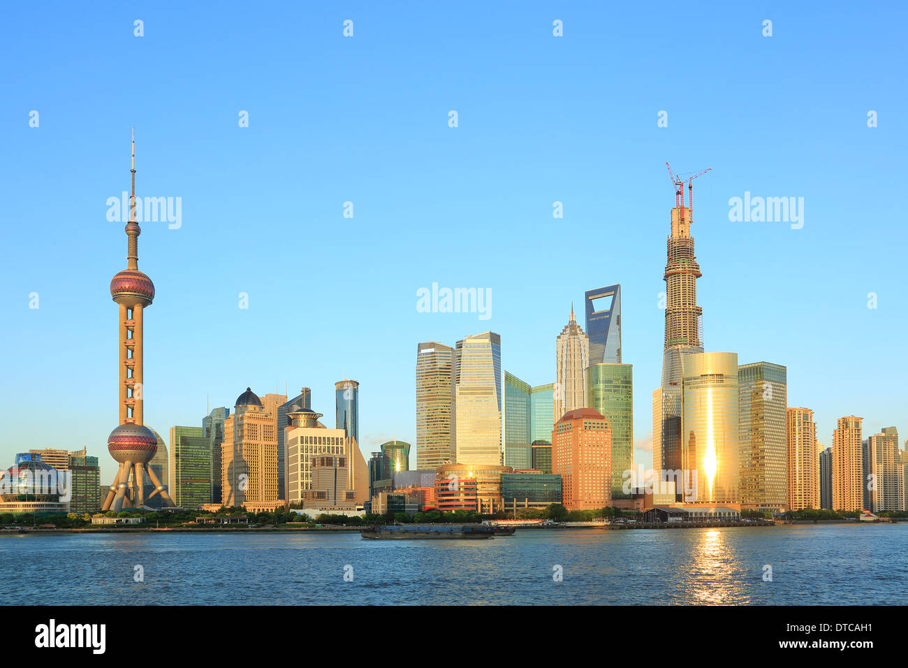 Skyline of Shanghai, China, with blue sky Stock Photo