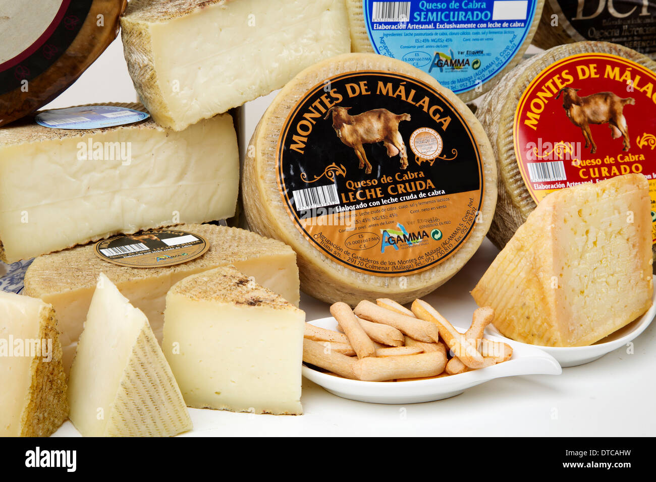 Pure Goat Cheese Malaga Andalusia Spain quesos puros de oveja andalucia españa Stock Photo