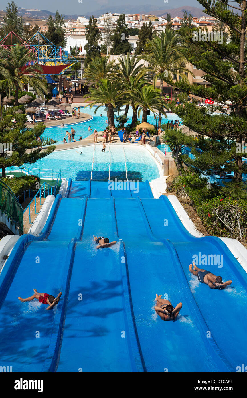 Summer water park attraction Mijas Malaga Andalusia Spain atraccion parque acuatico andalucia españa Stock Photo