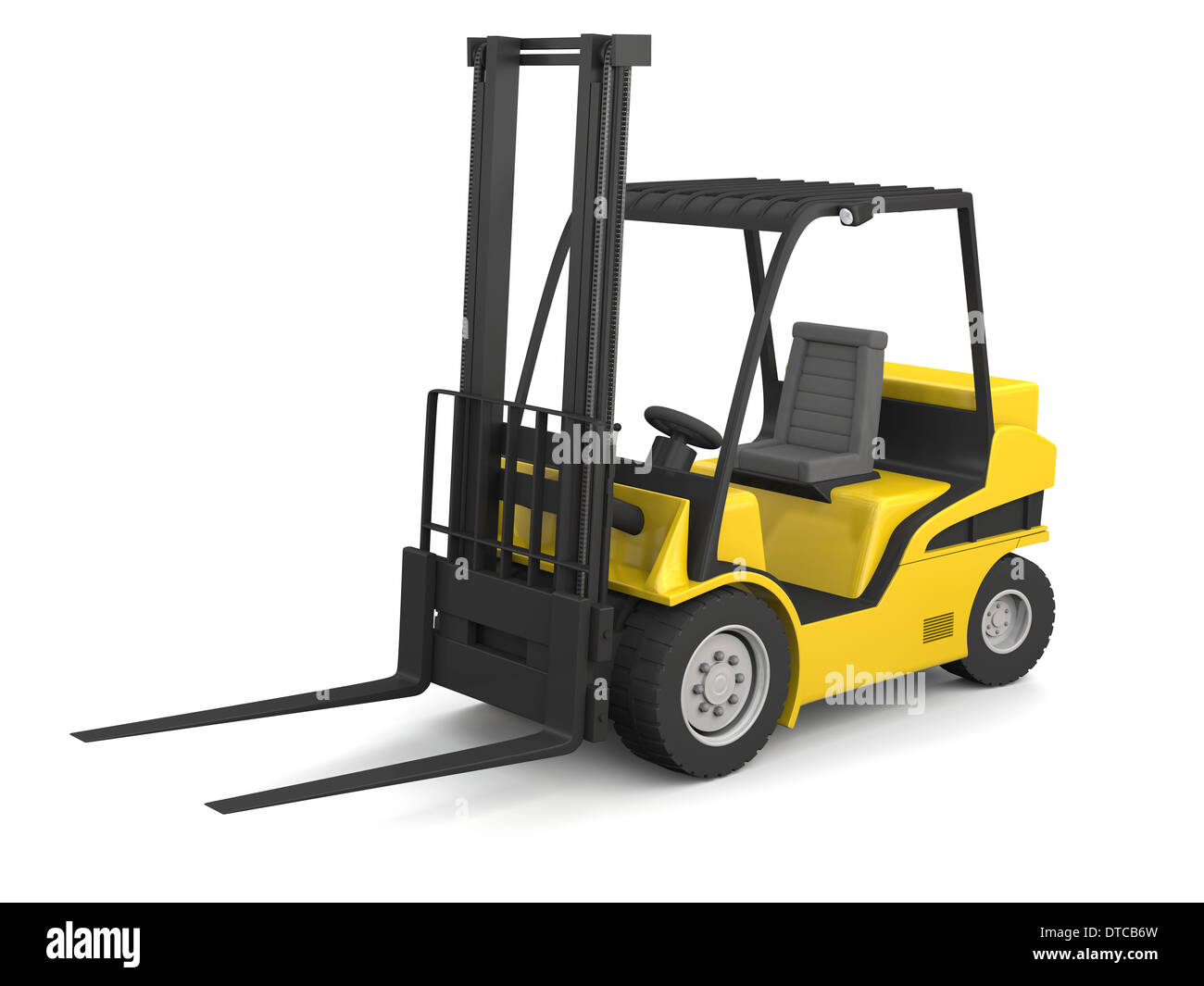 Modern yellow forklift isolated on white background Stock Photo