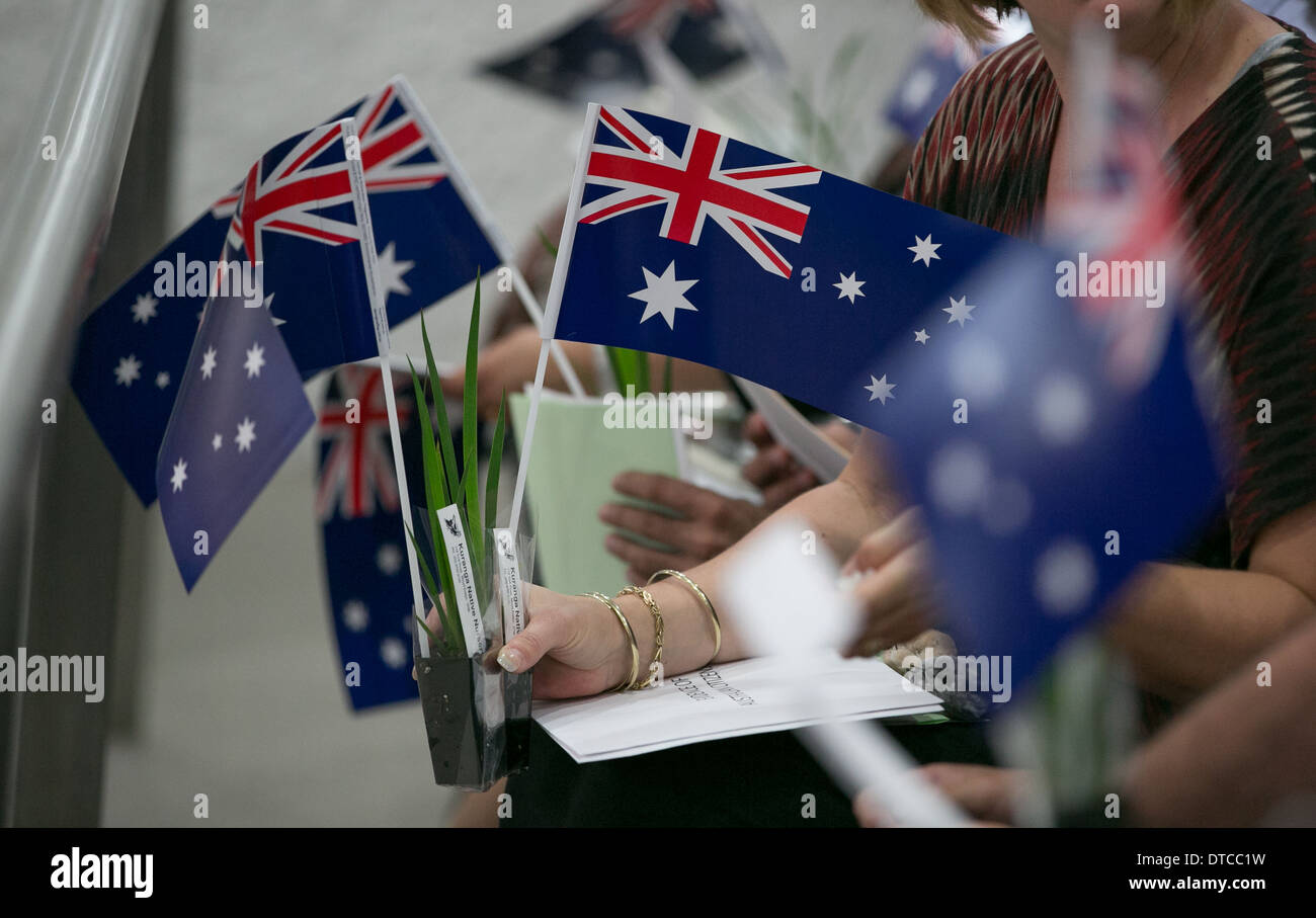 People attending an Australian citizenship ceremony Stock Photo