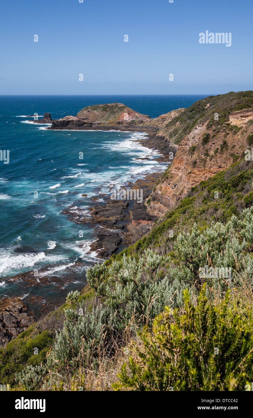 View towards Cape Schanck Lighthouse, Mornington Peninsula, Australia Stock Photo