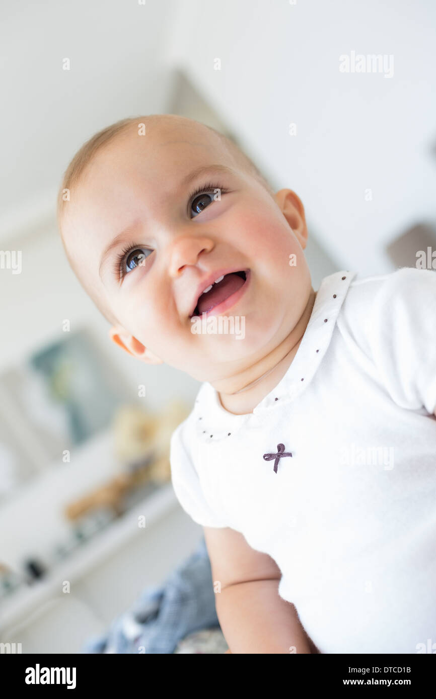 Closeup portrait of a cheerful cute baby Stock Photo