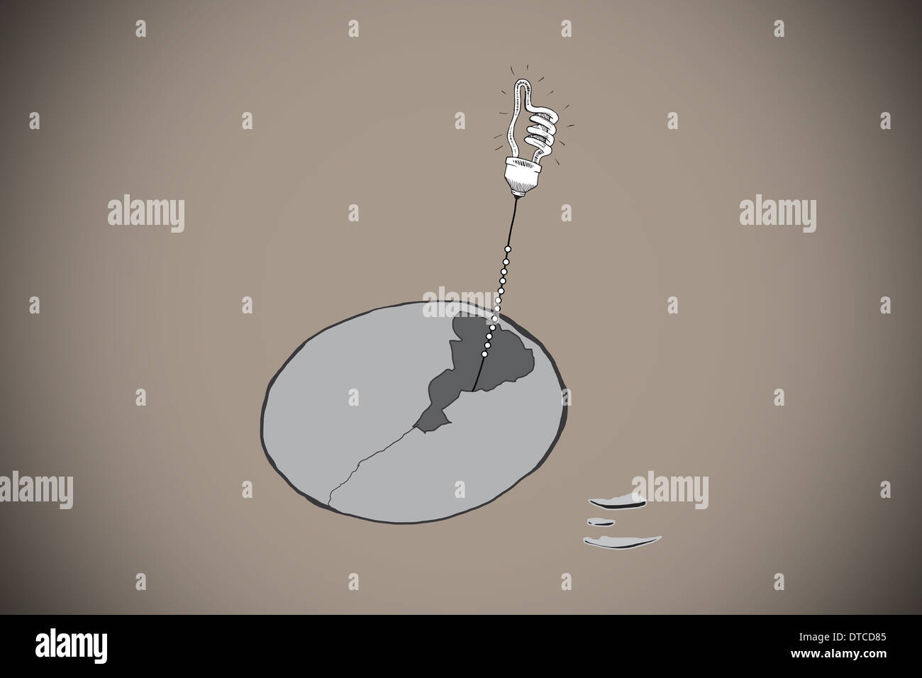 Composite image of thumb up light bulb hatching from egg Stock Photo