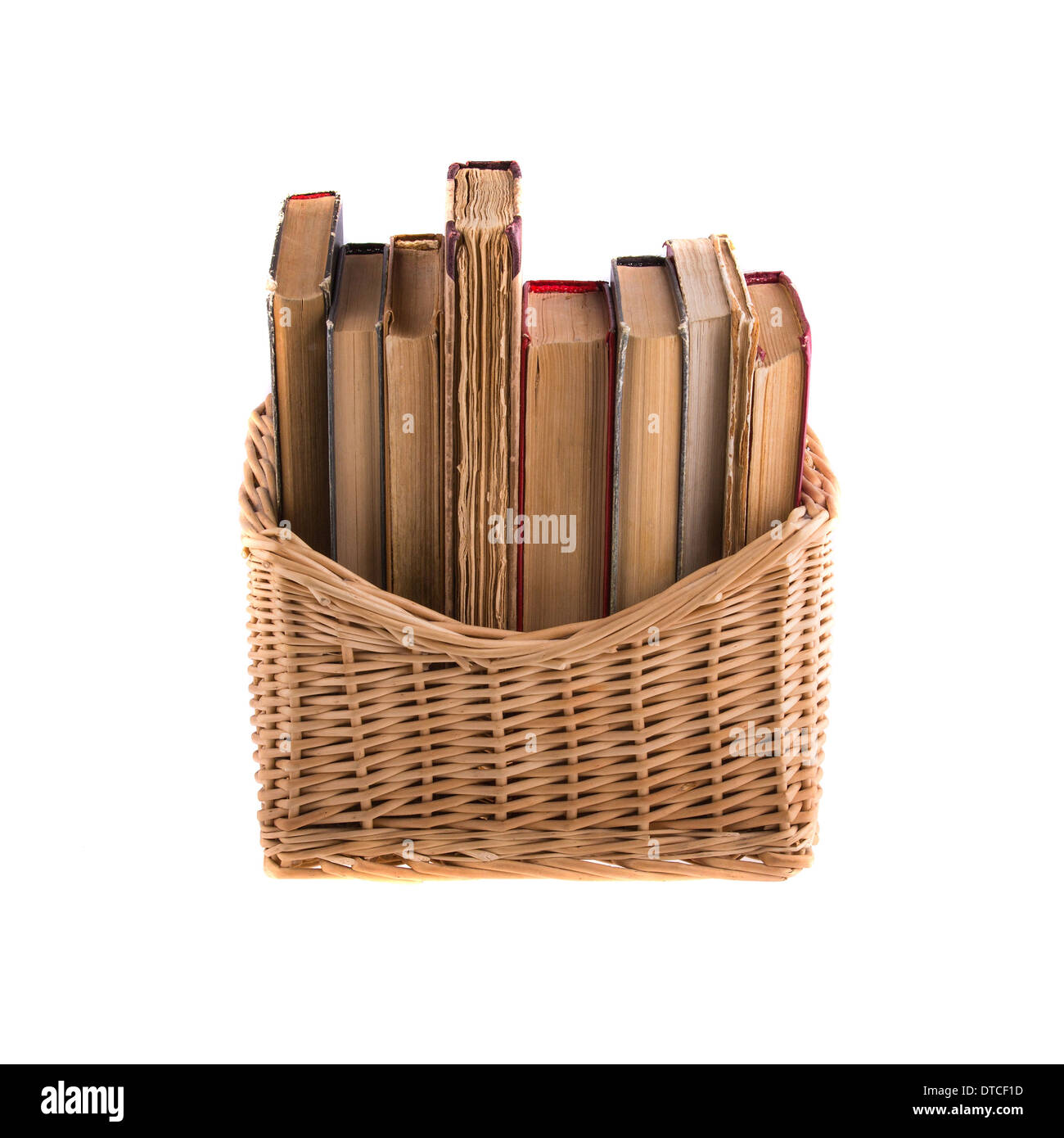 Rectangular Wicker Basket On White Background Stock Photo