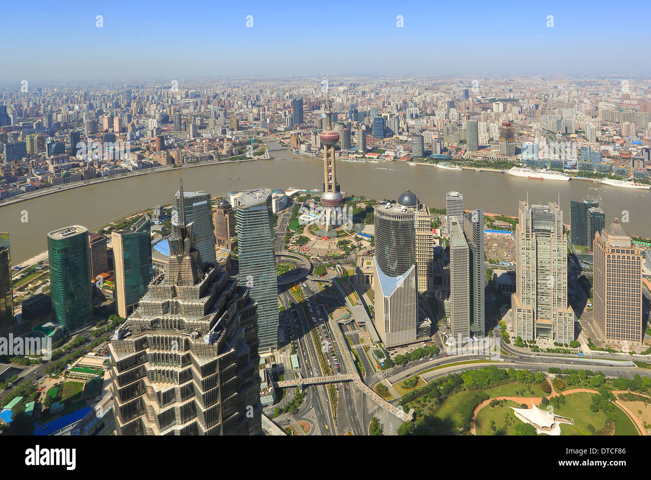 Aerial image of Shanghai, China, in a sunny day Stock Photo