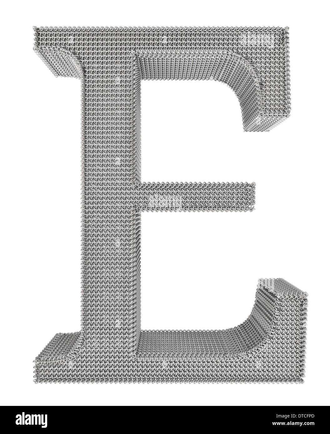 Mesh Lettering Graphical chain mesh metal lettering isolated on white background Stock ...