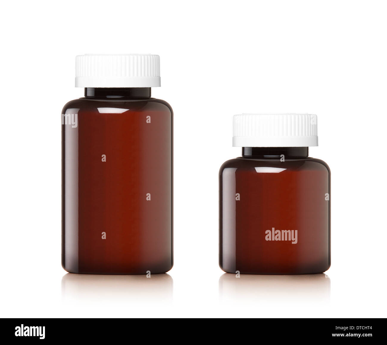 Medicine bottle of brown glass or Plastic isolated on white background, (clipping work path included). Stock Photo