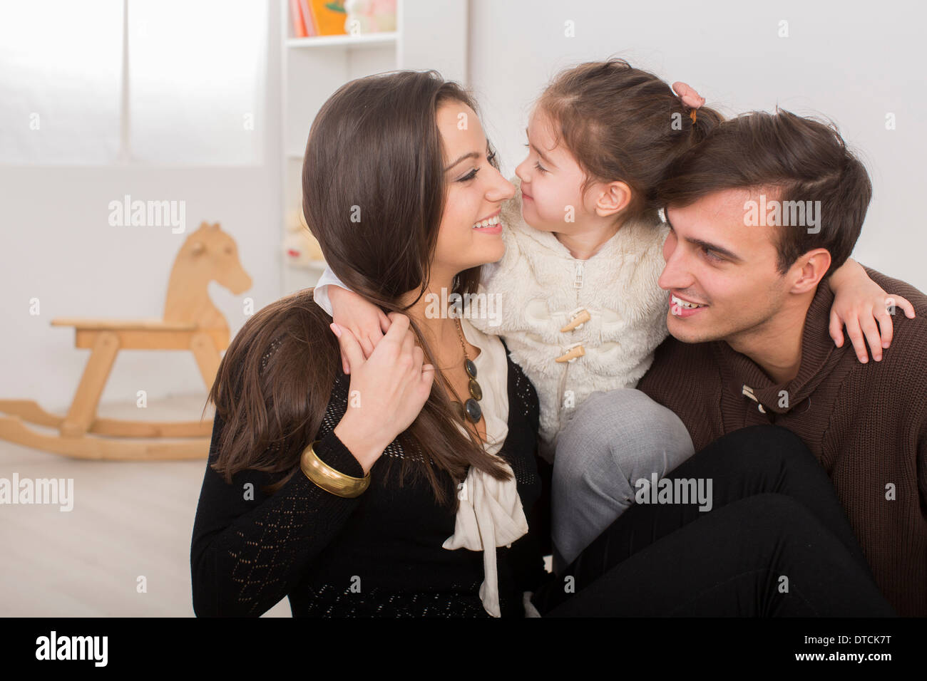 Happy family in the room Stock Photo