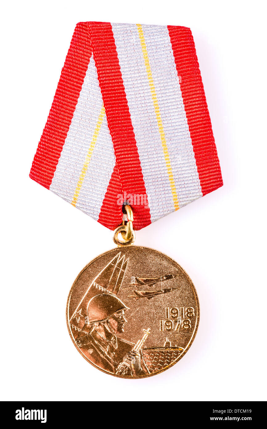 MINSK, BELARUS - FEB 06: Russian (soviet) medal for participation in the Second World War, February 06, 2014. Stock Photo