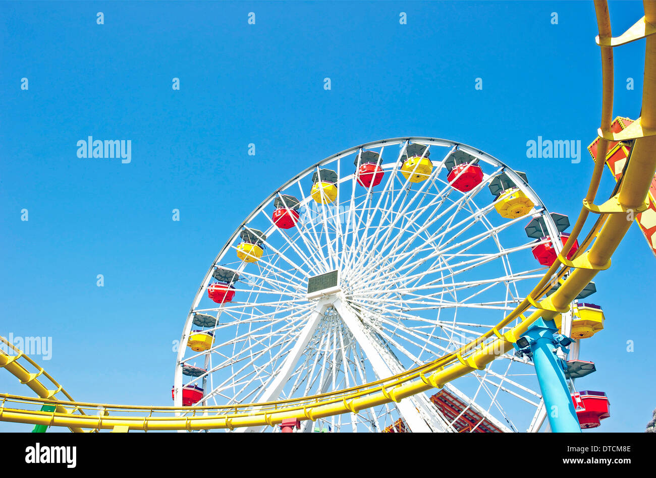 Ferris Wheel and Roller Coaster Track Stock Photo Alamy