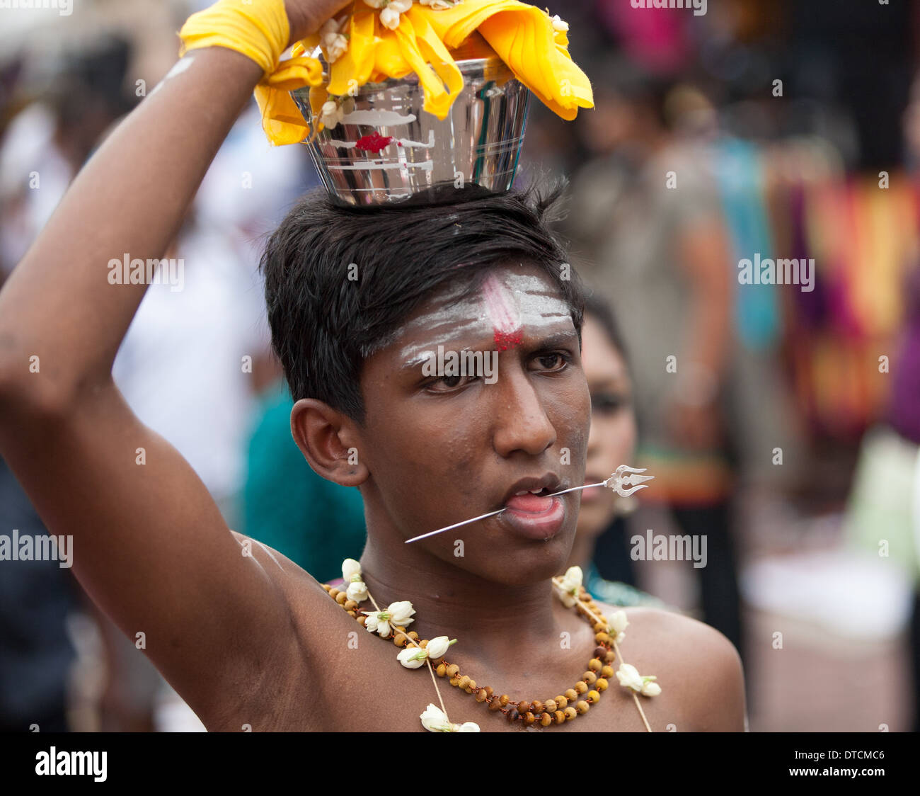 Devotees during the annual Hindu Festival of Thaipusam at the Batu Caves Kuala Lumpur Stock Photo