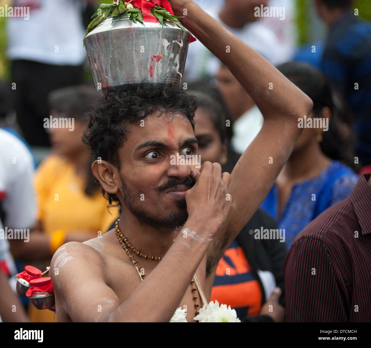 Devotees during the annual Hindu Festival of Thaipusam at the Batu Caves Kuala Lumpur Stock Photo