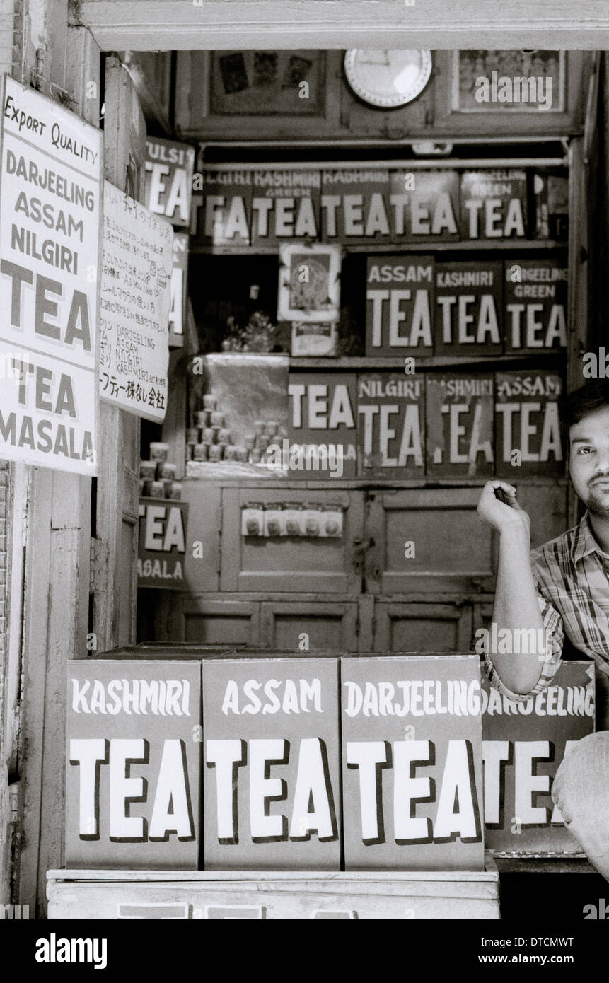 Tea shop in Benares Varanasi in Uttar Pradesh in India in South Asia. Business Sell Teas Drink Indian Shop Travel Wanderlust Stock Photo