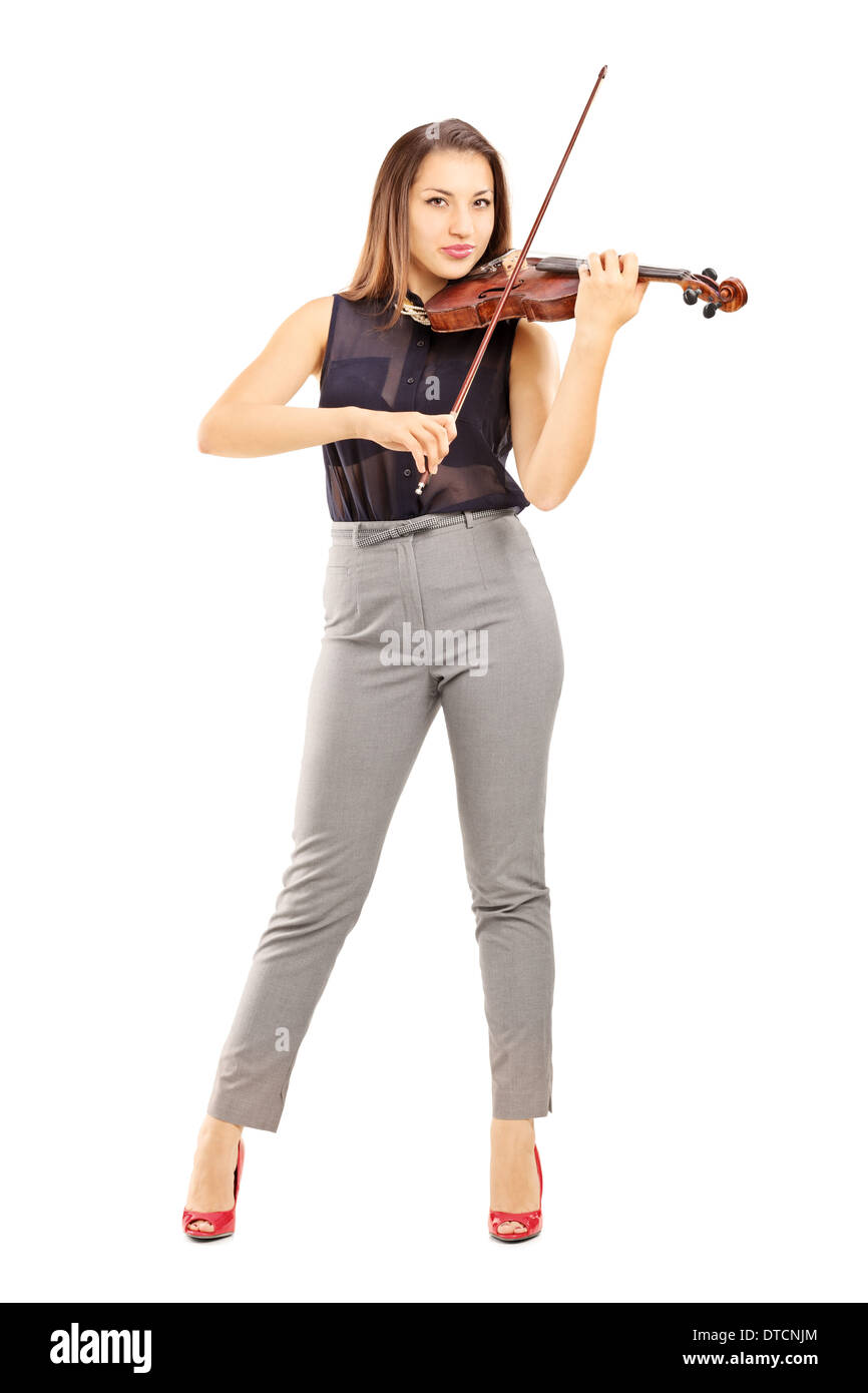 Full length portrait of a female violinist Stock Photo