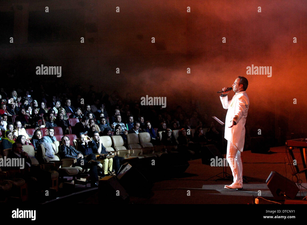 Tehran, Iran. 14th Feb, 2014. An Iranian singer performs during a